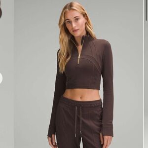 Lululemon Athletica Define Brown Cropped Zip-Up Hoodie